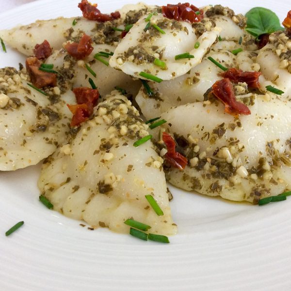 Mediterranean Magic: Basil Pesto & Sun-Dried Tomato Perogies